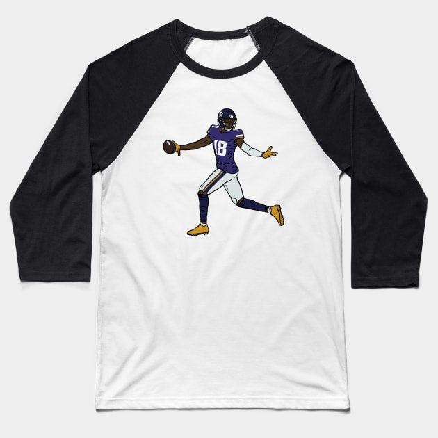 Justin Jefferson Looking Back Celebration Baseball T-Shirt by rattraptees